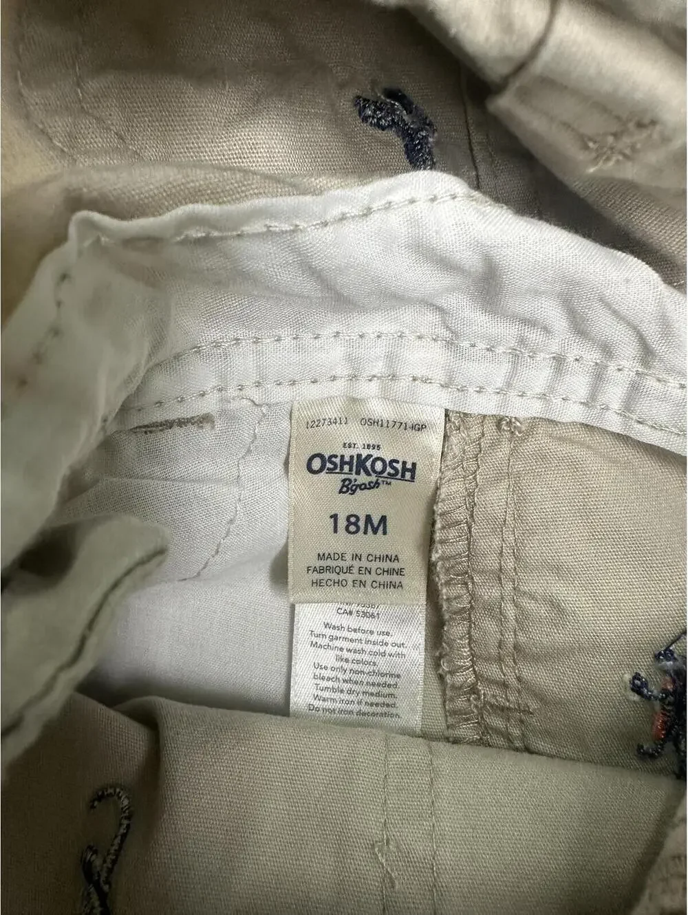 OshKosh B'gosh VestBak unisex khaki overalls 18M cotton embroidered classic - Picture 9 of 10
